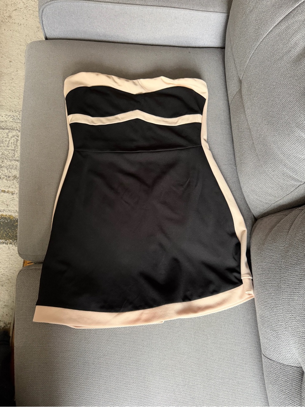 Windsor Strapless Black and Beige Contrast Mini Dress